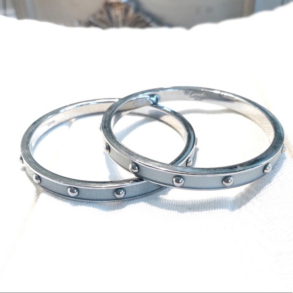 Coach Jewelry - ❗️1 Left❗️EUC Coach 1/4” Silver Stud Bangle